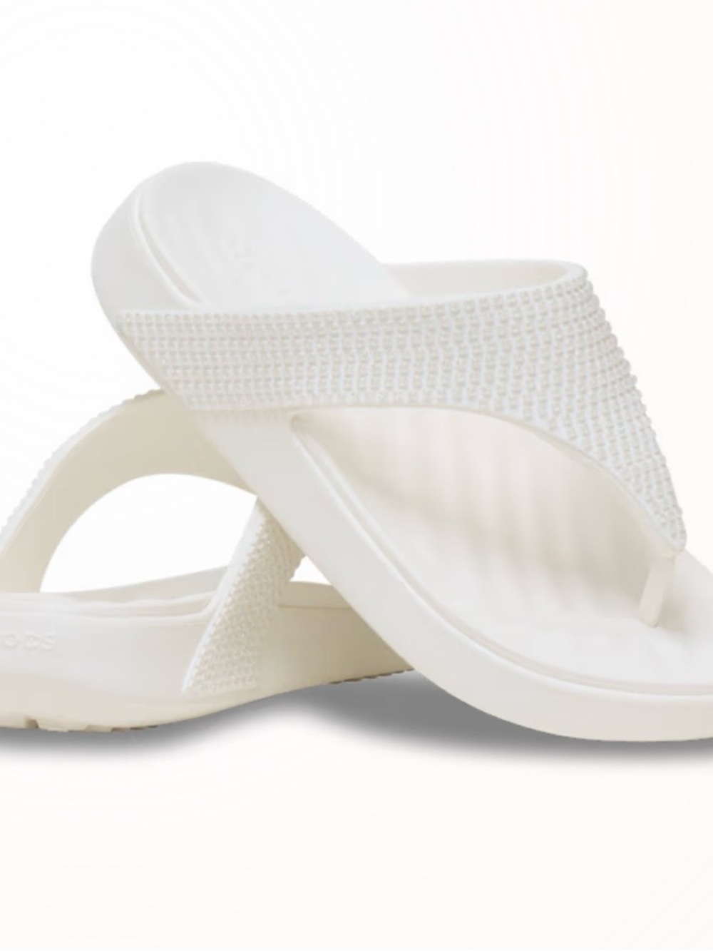 White Women's Beaded Flip Flop Sandals